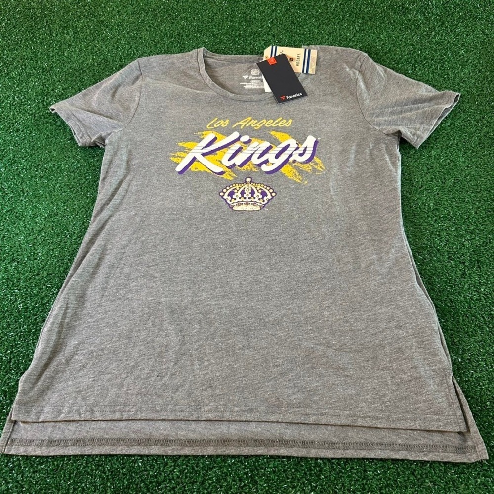 Fanatics Los Angeles Kings NHL T-Shirt Graphic Tee Hockey Gray Womens Small NWT